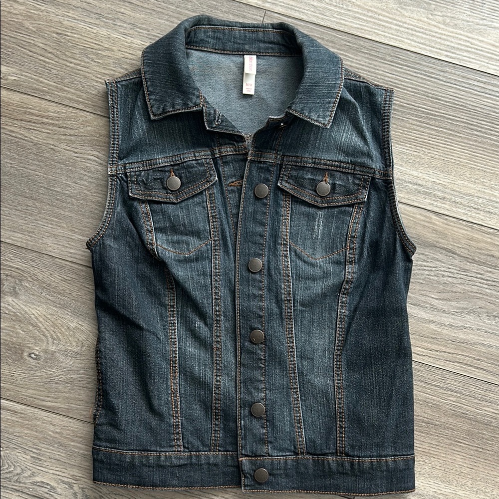 Denim Vest with Button Details